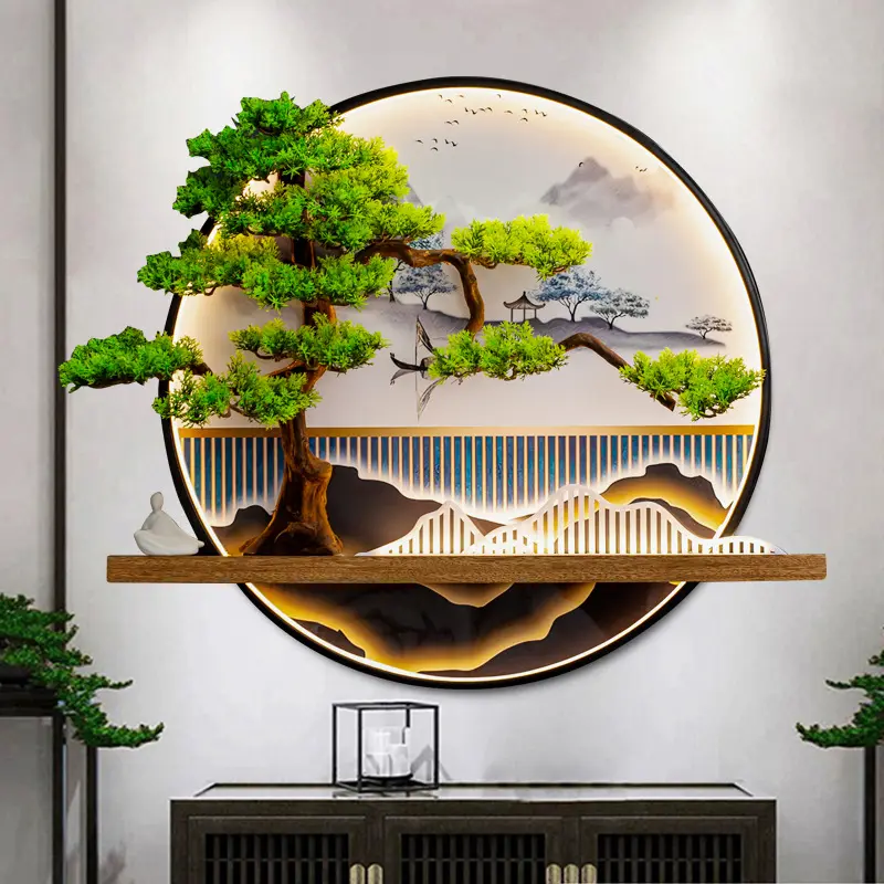 NISEVEN Alta Qualidade Novo Estilo Chinês Árvore Acrílico Decoração Da Parede Com Led Light Wall Art Para Sala De Estar Quarto Escritório