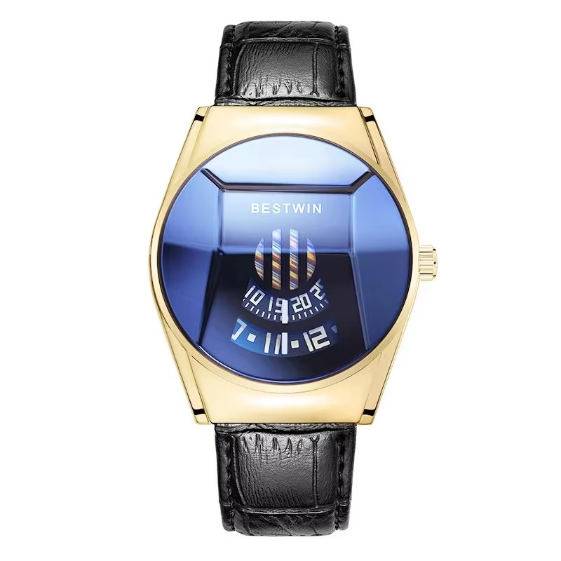 Cuir bleu doré