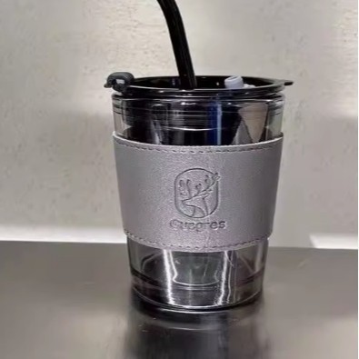 Small 350ml grey cup with grey cup sleeve
