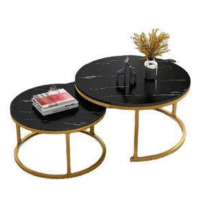 Bent Black Gold Metal Side Marble Stone Mdf Wood Contemporary Round Nesting Coffee <strong>Table</strong> Nest of <strong>3</strong> <strong>Table</strong> <strong>Set</strong> Nesting <strong>Table</strong> - Product Image 3