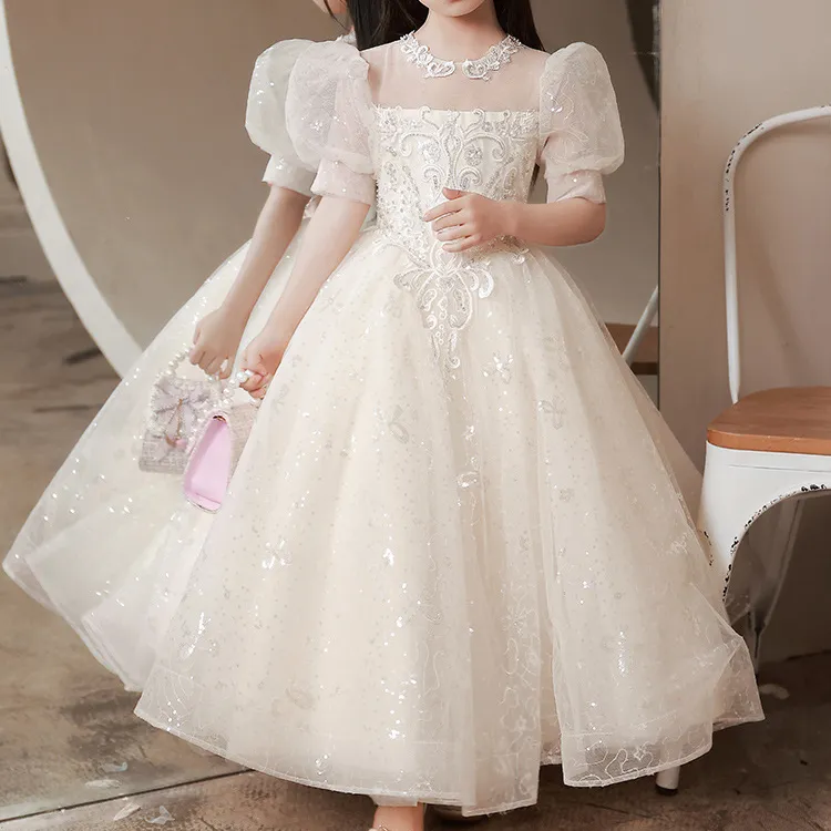 S998Q Girls high-end princess dress host flower girl wedding little girl piano performance costume summer dress