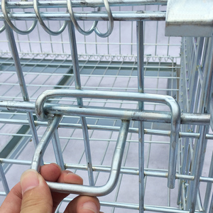 Contenedor de jaula de almacenamiento de palés apilable galvanizado de rejilla metálica de malla de alambre industrial - Product Image 4