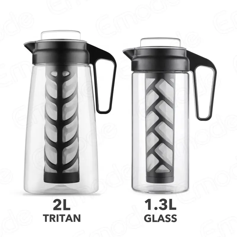 Hermético a prueba de fugas Tritan Glass Iced Tea y Cold Brew Coffee Maker con embudo de filtro Cuchara de medición