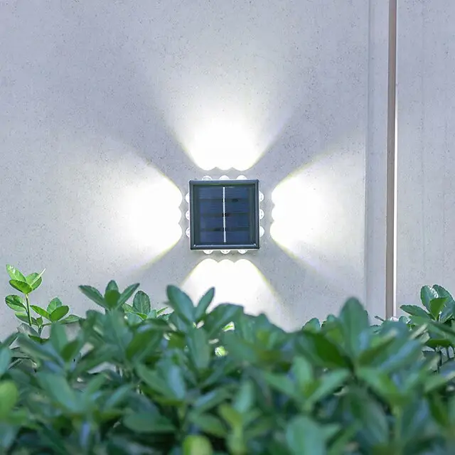 12 16 LED 4 lati luce solare della parete illuminazione esterna calda giardino bianco giardino giardino paesaggio solare luce della parete esterna