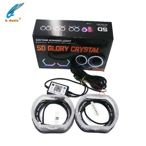 Evrensel 5D melek gözler o-şekilli LED Lens kapağı SRGB-A APP kontrol 3.0 inç maske LED farlar araba ışık aksesuarları - Product Image 1
