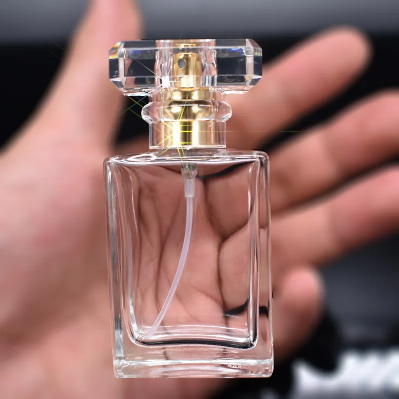 Flacon de parfum en verre, transparent mat, givré, fait à la main, flacon de 30ml, 50ml et 100ml, vente en gros