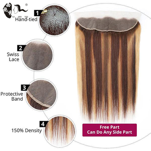 XISHIXIUHAIR 3 + 1 bal kahverengi piyano rengi brezilyalı insan saç demeti kabarık kıvırmak 10A çift çizilmiş paket Frontal ile insan saçı - Product Image 5