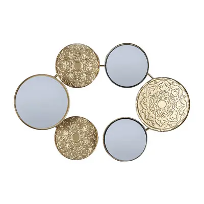 Peigne rond au Design créatif et moderne, décoration murale de luxe, peigne à miroir rond, Art, en métal doré, 1 pièce