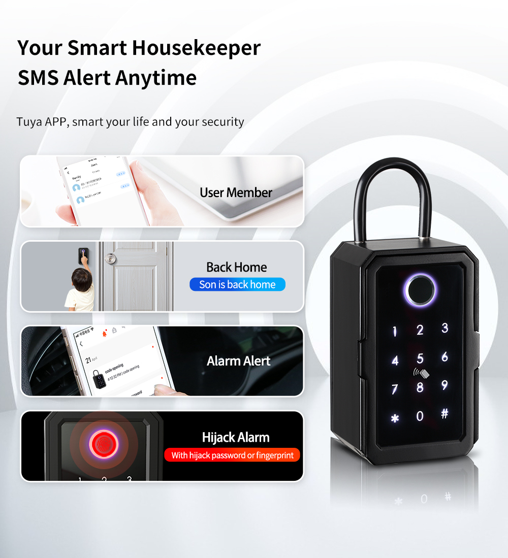 New Style Waterproof Safe Key Box Digital Key Card BLE Password Door Ttlock APP Fingerprint Smart lock