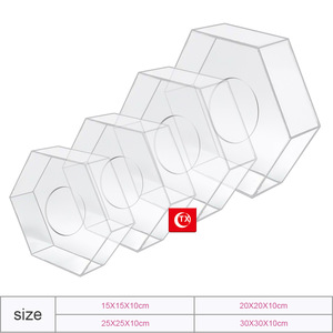 Şeffaf altıgen kutu ayırıcı temizle kek tibaking akrilik doldurulabilir kek pişirme araçları için standı