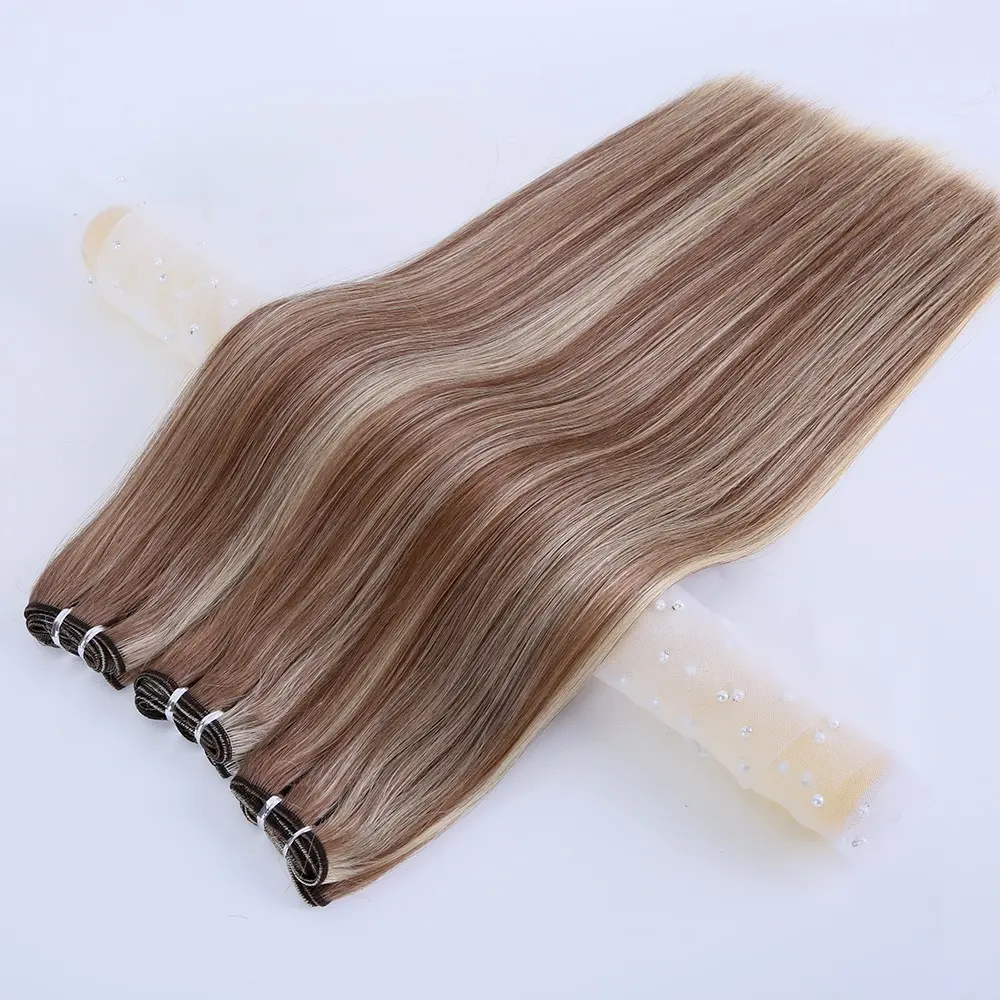 Piano Color Machine Made Weft Bundles Remy Human Hair Super Double Drawn Virgin European Hair WEAVING ALL Colors >=60% DYED