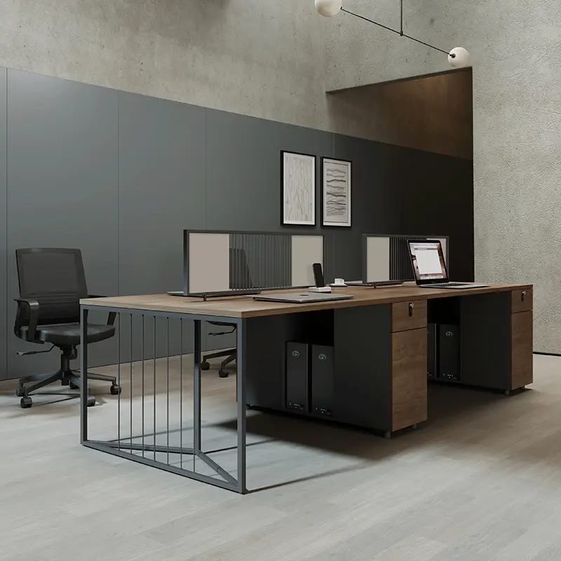 Muebles de oficina modernos minimalistas 246 Combinación de escritorio y silla para cuatro personas para el personal