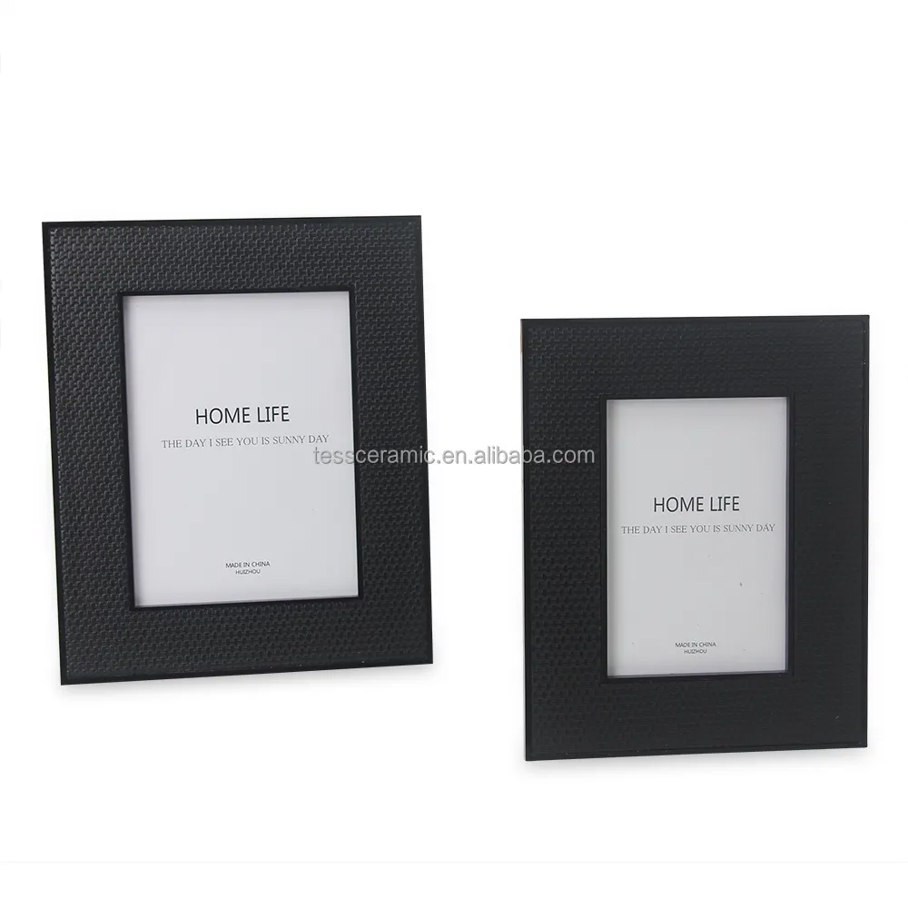 YJF004 Contemporary trending wood black picture frame minimalist leather photo frame wall photo frame for home decor