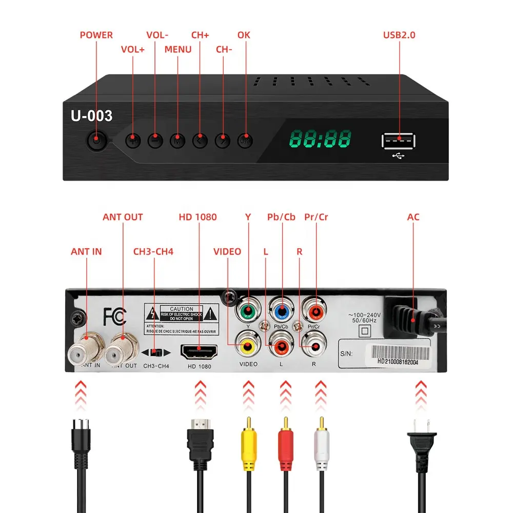 Codificador Digital Modulador RF ATSC DVB T2 H.264 Modulador ATSC Digital Terrestrial Free To Air Channels Set Top Box