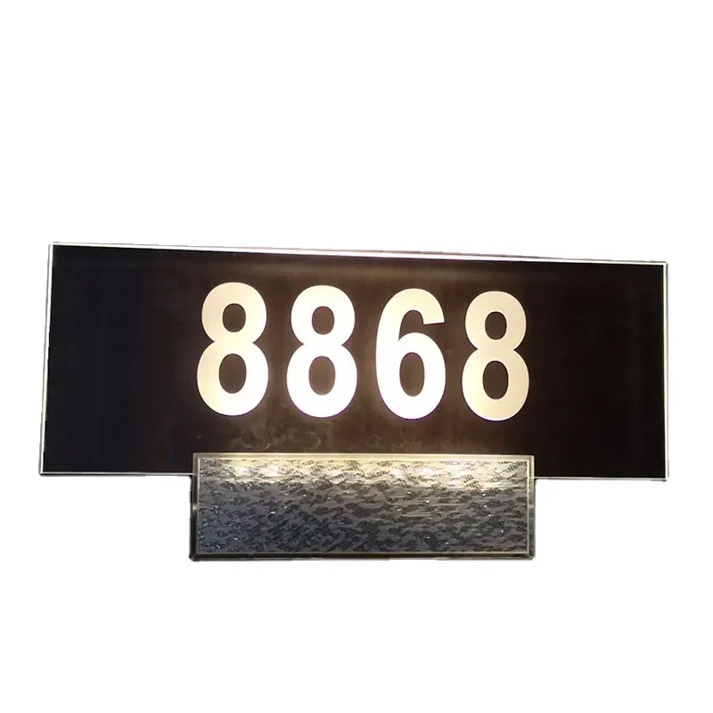 Customized acrylic room number sign with LED light for hotel room number display sign board