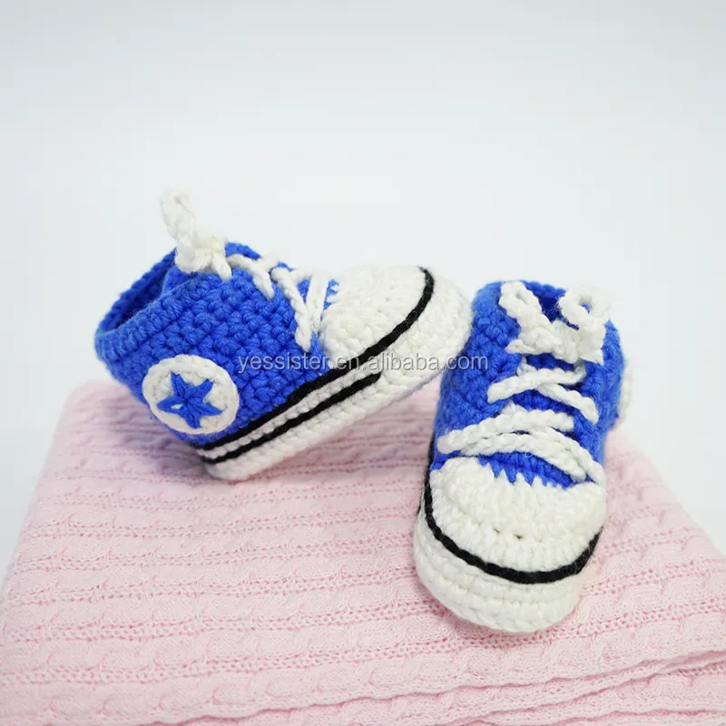 Venta al por mayor, zapatos de ganchillo para recién nacidos, Patucos hechos a mano para niños para bebé