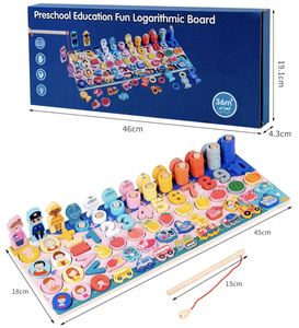 6-in-1 çok fonksiyonlu logaritmik balıkçılık oyunu Montessori oyuncak sayma numarası eşleştirme kurulu ahşap bulmaca oyuncak - Product Image 6