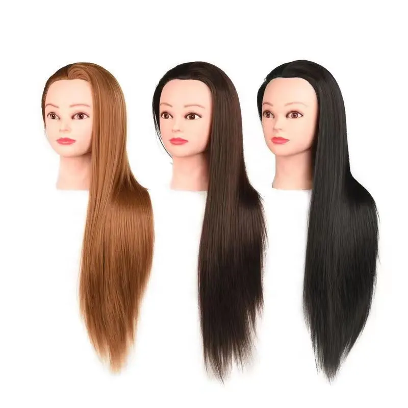 Cosmetology Practice Braiding Training 24-26'' Synthetic Hair Styling Dying perming Coloring realistic Mannequin Head Dolls