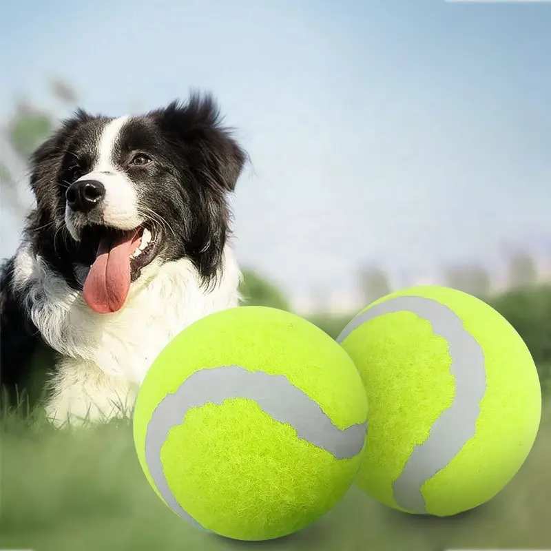 Logo kustom ramah lingkungan melempar anjing mainan kunyah grosir karet bola tenis hewan peliharaan interaktif bola mainan anjing