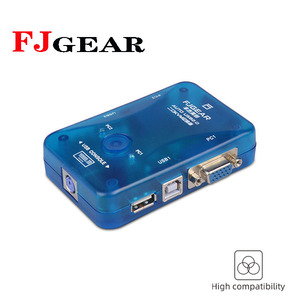 FJ-102UK Fjgear 2端口自动vga kvm开关2进1出，带2 kvm电缆按钮开关即插即用 - Product Image 5