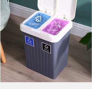 Bote de basura de separación seca y húmeda Bote de basura de 2 compartimentos con tapa - Product Image 4