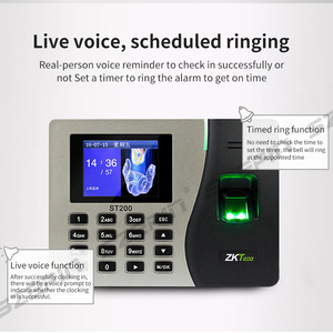 Escáner biométrico de huellas dactilares ZK ST200, sistema de asistencia de tiempo y producto de Control de acceso a la máquina de reloj de tiempo - Product Image 3