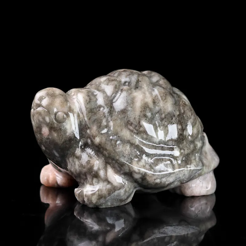Artesanía de tortuga de cuarcita de cristal curativo natural tallada a mano fabricantes al por mayor