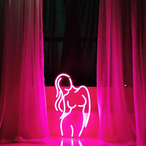 Treo tường LED Neon Cô Gái Trong nhà dấu hiệu ánh sáng màu hồng bên đầu neon ánh sáng nghệ thuật cửa hàng trang trí DC cung cấp điện 1 năm bảo hành - Product Image 4