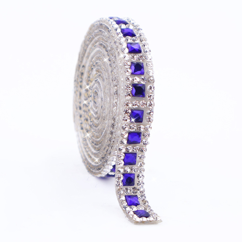 Strass en verre bleu saphir 44 mm-08 cm de large