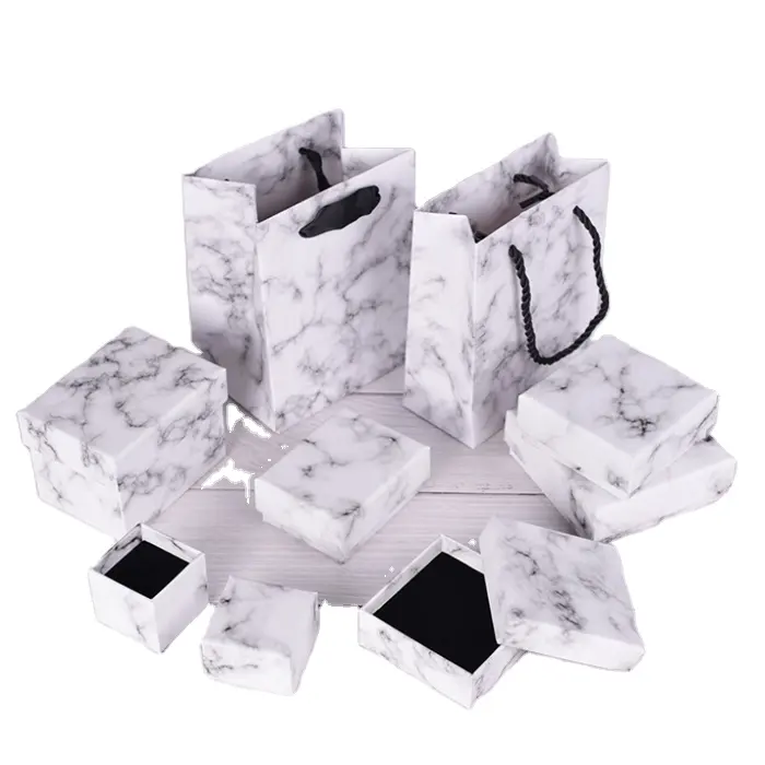Caixa de papel embalagem de joias, padrão de mármore de alta qualidade em estoque