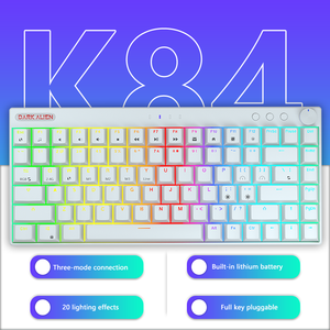 Teclado mecánico inalámbrico Dark Alien K84, el tercer Teclado mecánico de juego con Bluetooth de eje verde para computadora con cable simulado - Product Image 2