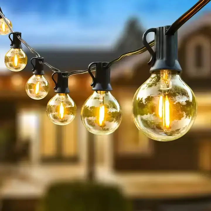 G40 LED 55 bombillas 100FT LED cadena de luces ornamento 220V UE tira de luz led para boda jardín Navidad luces al aire libre