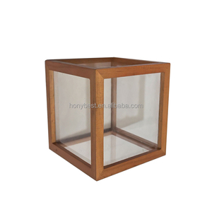 Dust Protection Cabinet Square Container Box Dust Cover Showcase com moldura de madeira Clear <span class=keywords><strong>Display</strong></span> Case para Figura Toy Boneca Modelo
