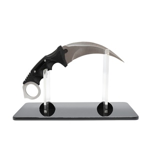 <span class=keywords><strong>Ls</strong></span> שקוף אקרילי 1 karambit לעמוד ברור בעל תצוגה אקריליק plexiglass פרספקס סכין ברורה עם בסיס שחור בסיס