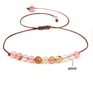 New 4mm Nature Stone <strong>Jade</strong> Crystal Bead Woven Bracelet Brown Rope Weave Adjustable Healing Bracelet <strong>for</strong> Good <strong>Luck</strong>