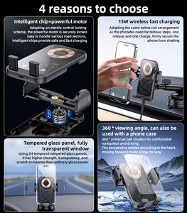 Yesido C307 360 Xoay Điện Khóa 15W Không Dây Nhanh Chóng Sạc Trong Suốt Xe Người Giữ Điện Thoại - Product Image 3