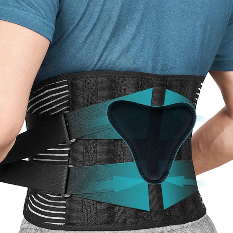 OEM ODM ajustável elástico 6 estadias de compressão almofada de massagem removível suporte médico lombar cinta de suporte de cintura