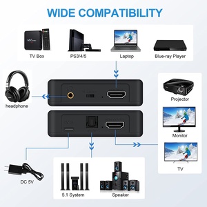 4K for H DMI Audio <strong>Splitter</strong>/Converter with Remote Control <strong>Output</strong> Fiber Optic Stereo 1080P/4KX2K60HZ Display Function