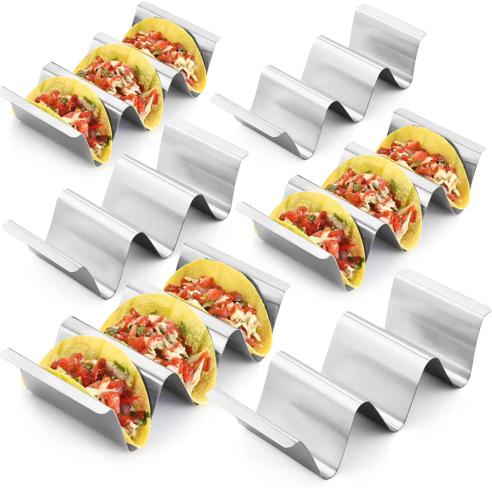Taco Holder Stand Set mit 6 Edelstahl Taco Tray Stilvolle Taco Shell Halter Grill und spülmaschinen fest