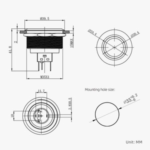 HBAN 35mm 304 paslanmaz çelik halka ledli basmalı düğme anahtarı | IP67 ISO CE endüstriyel otomasyon için sertifikalı, darbeye dayanıklı - Product Image 4