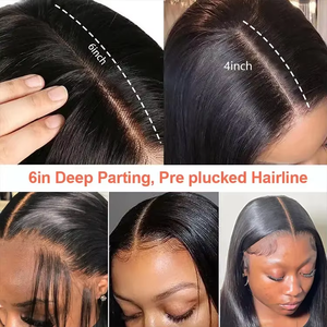Double Drawn 2x6 Lace Closure Bob Perücke 10 Zoll Bone Straight Glueless Bob Perücke Raw Indian Human Hair Perücke - Product Image 3
