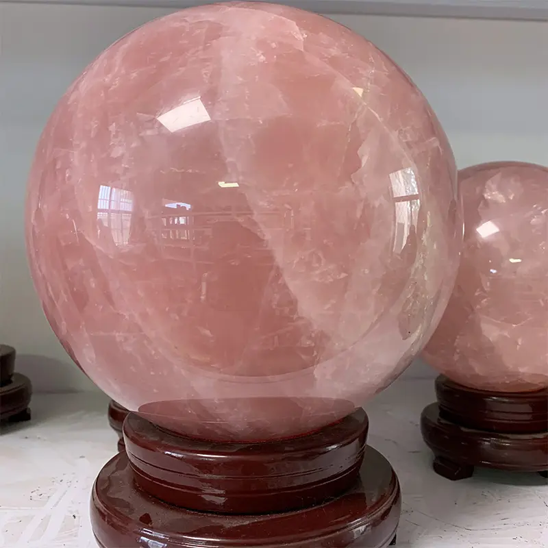 Bola de cristal de piedra curativa Natural, esfera de cuarzo rosa grande, venta al por mayor