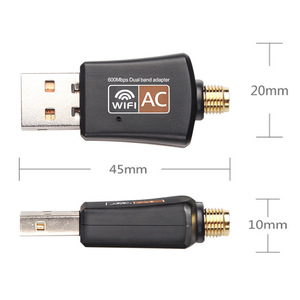 Dual Band 600Mbps USB <strong>Wifi</strong> Adapter 2.4GHz 5GHz <strong>WiFi</strong> with Antenna PC Mini <strong>Computer</strong> <strong>Network</strong> Card Receiver