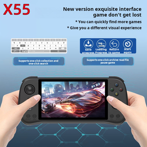 เครื่องเกม X55แบบโอเพ่นซอร์สเครื่องเล่นเกมมือถือขนาดเล็ก HD PSP Rocker Arcade N64ย้อนยุคหน้าจอขนาดใหญ่แบบพกพาเกมมือถือ ISP