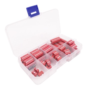 45Pcs/lot 2 54mm Pitch 1 2 3 4 5 6 7 8 9 Channel <strong>Way</strong> <strong>on</strong> Off Slide Type DIL Flat Dial Switch Red DIP Toggle Switch - Product Image 1