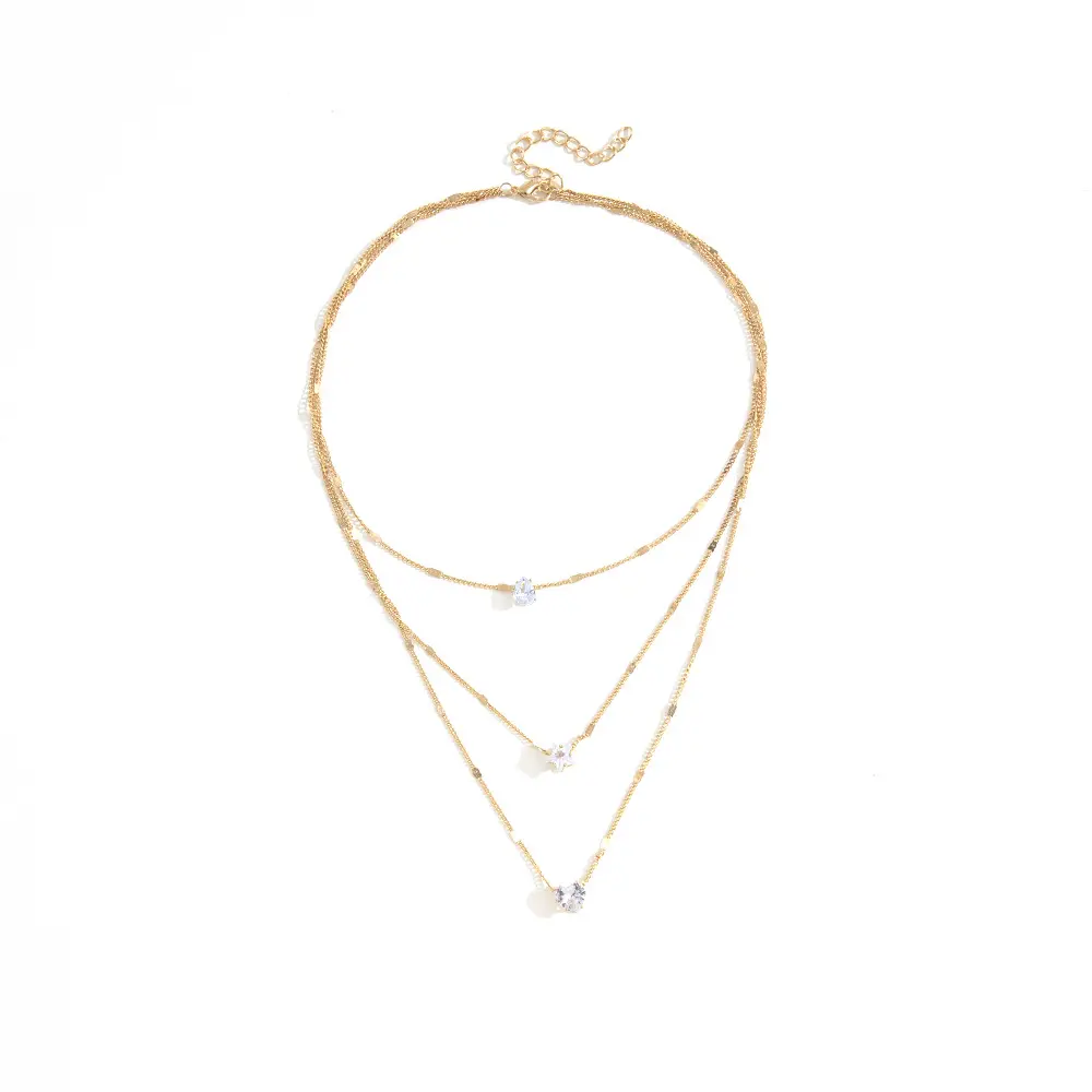 American new style stacked star collarbone chain simple love diamond water drop necklace for MF0001  