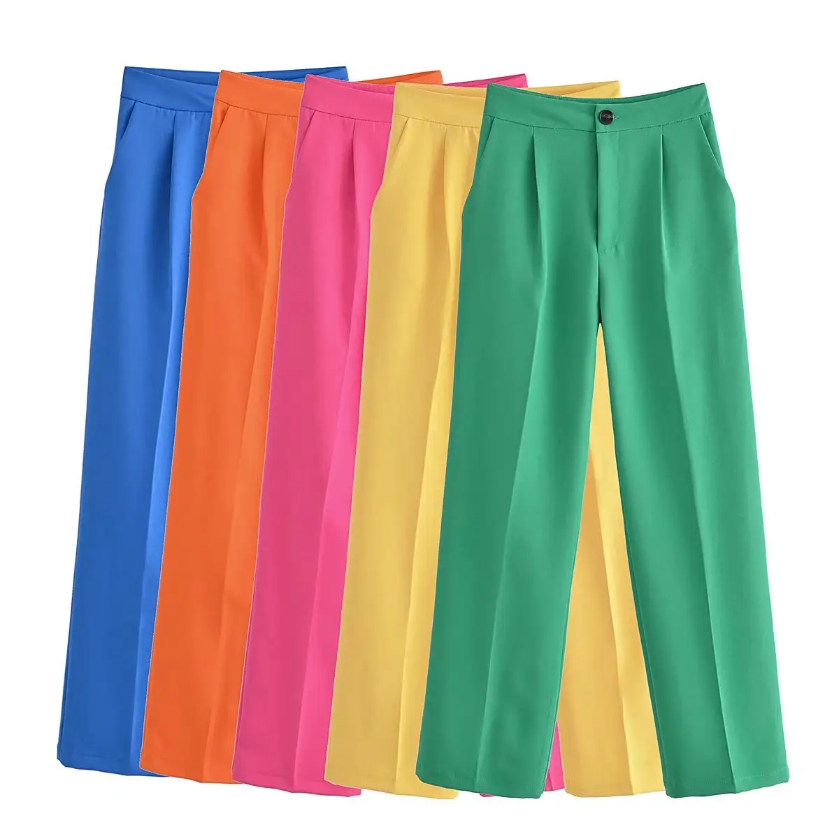 PB&ZA2022 spring five-color high-waisted temperament straight candy color casual suit wide-leg pants