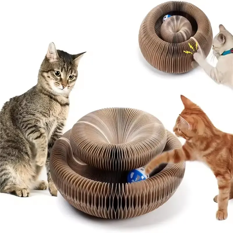 Kattenkrabplanken Vouwen Magisch Orgel Kattenspeelgoed Met Bel Golfkarton Opvouwbare Kat Slijpklauw