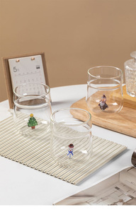 可爱卡通圣诞杯3D立体圣诞树玻璃咖啡杯