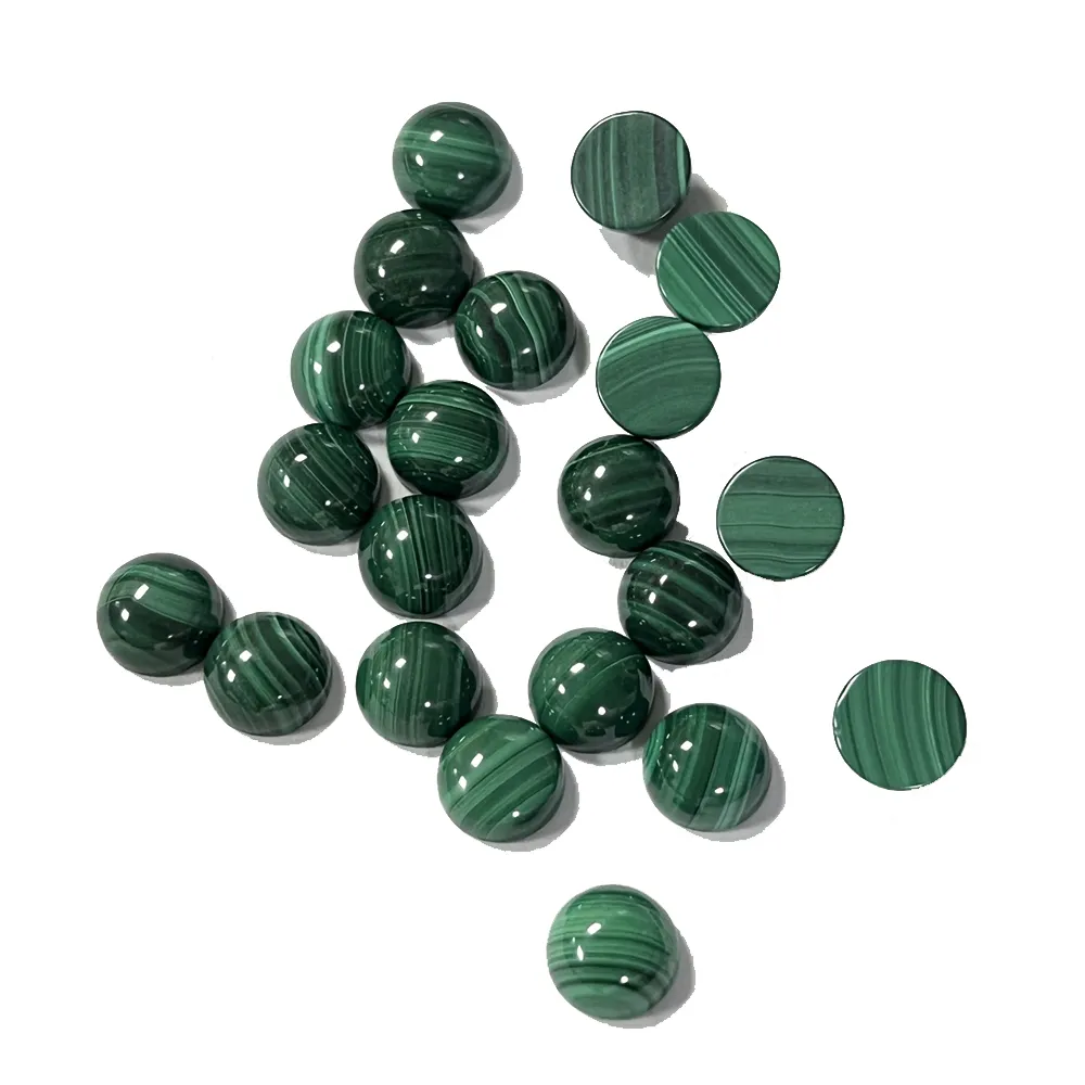 Flat Back Round 10x5.3mm Pedras de Qualidade Superior Natural Verde Malaquita Cabochão Gemstone